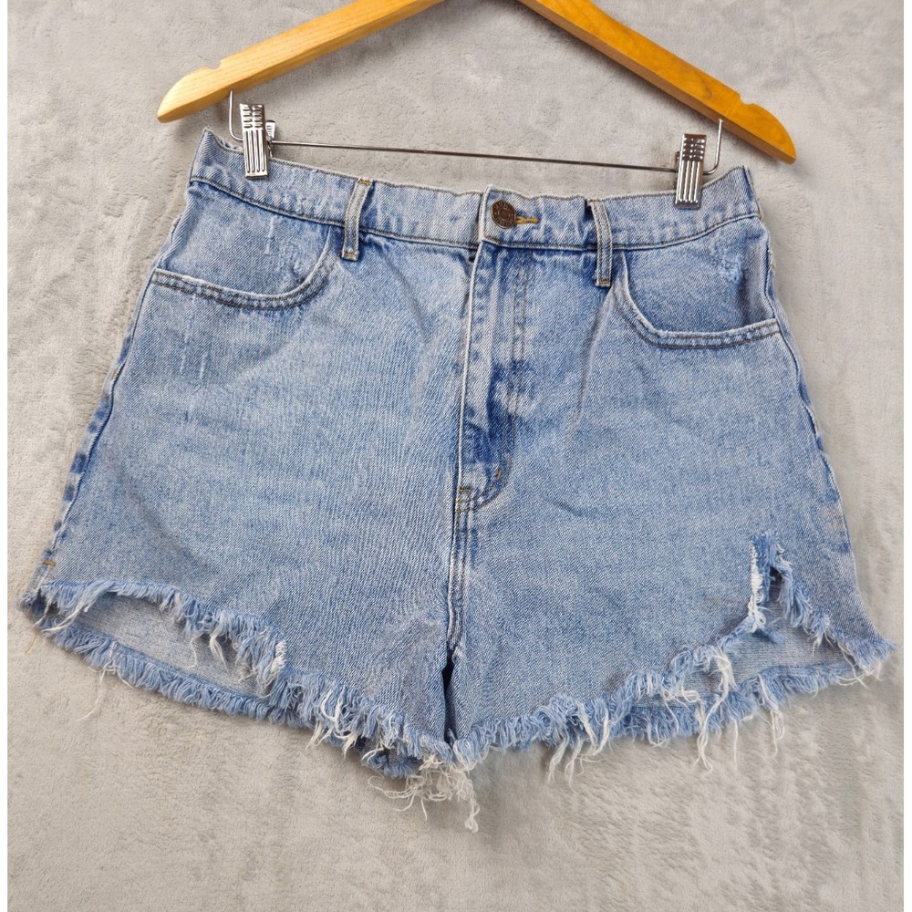 Show Me Your Mumu Denim Shorts Womens 30 Blue 3" Cutoffs High Rise Destressed